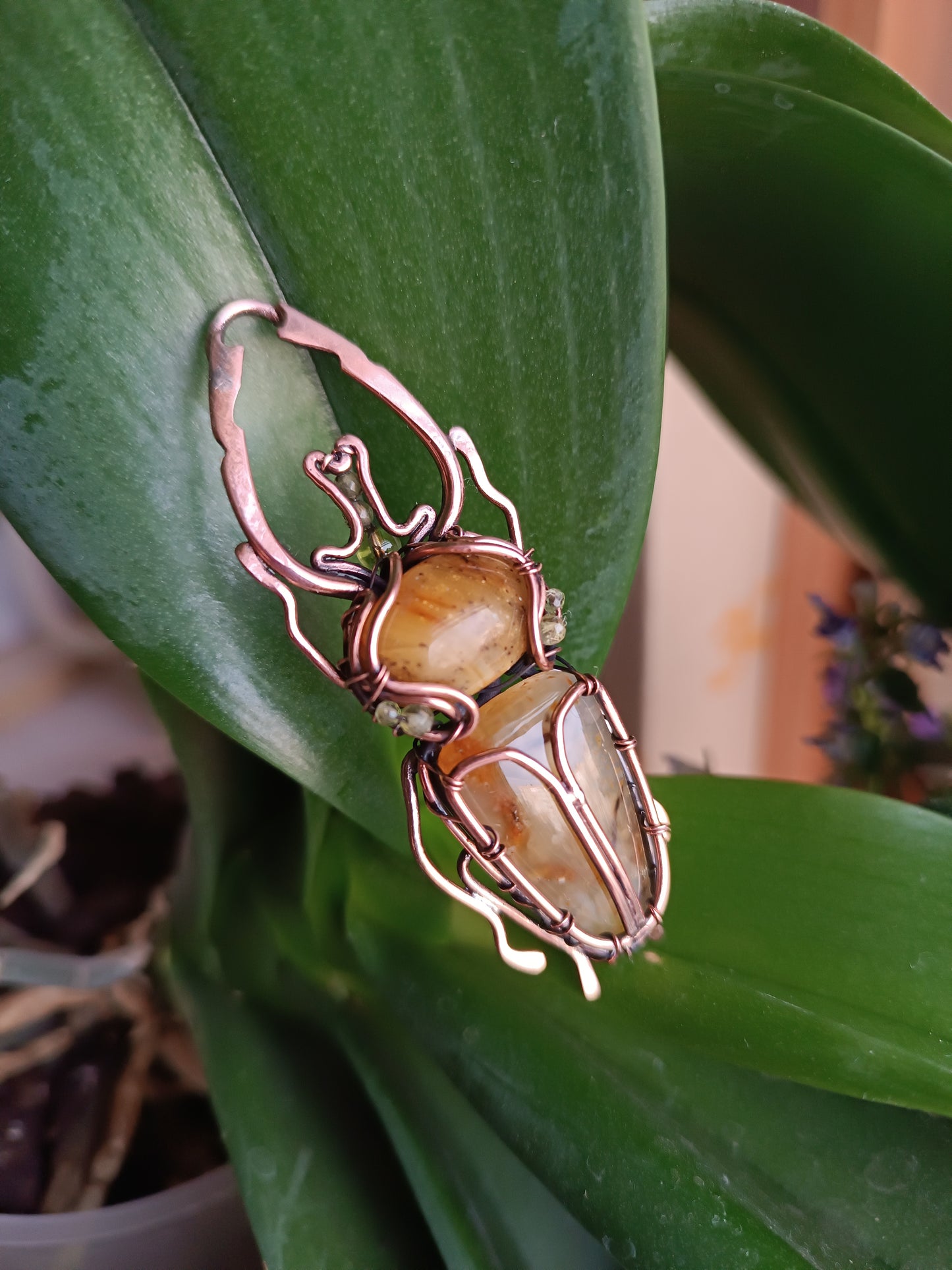 Stag beetle necklace