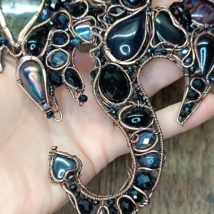 Large black dragon necklace