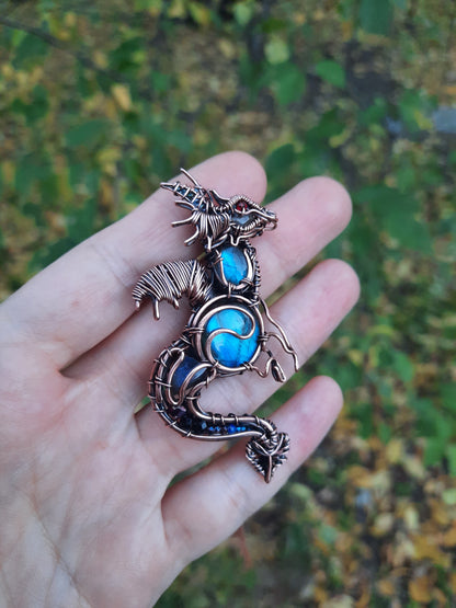 Blue dragon necklace