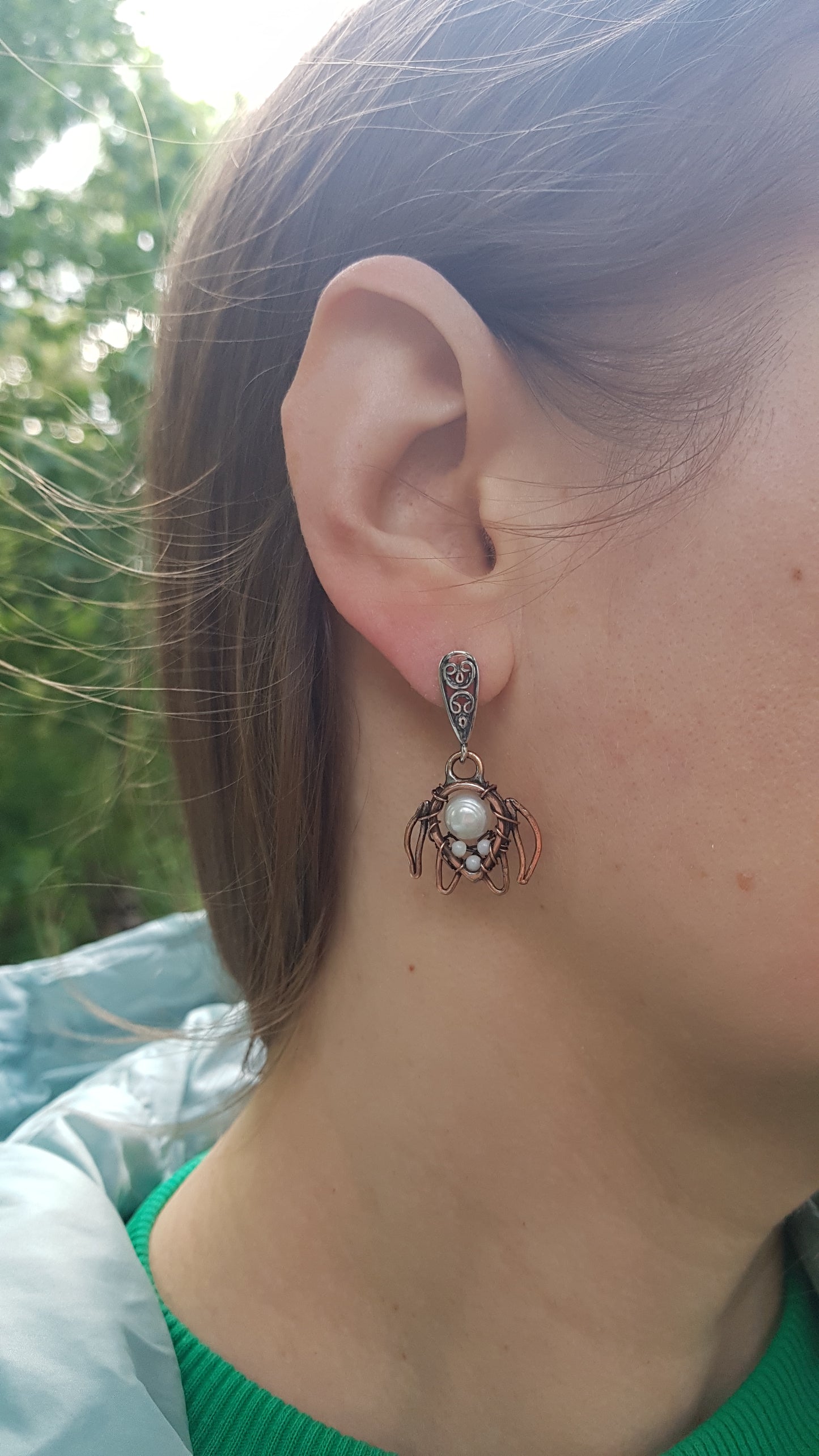 White sea turtle earrings