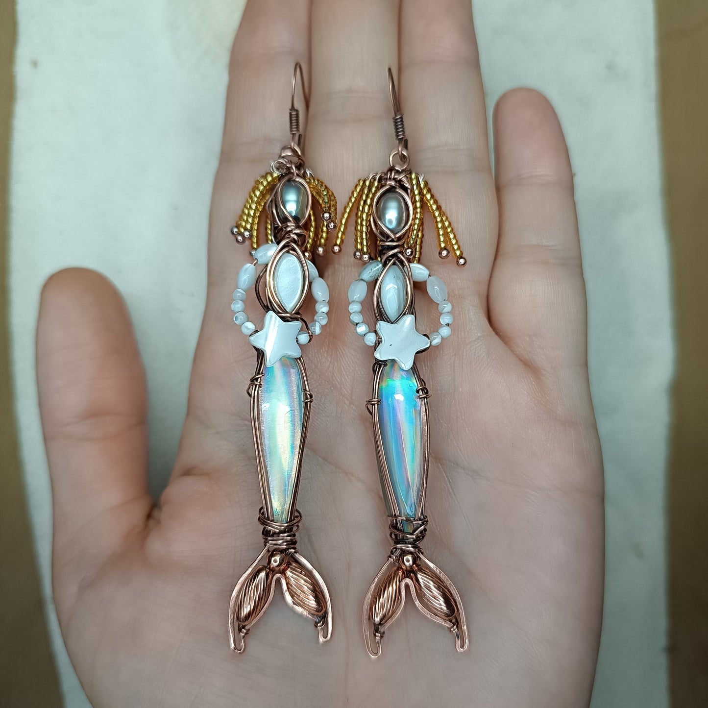 Mermaid seasters dangling earrings