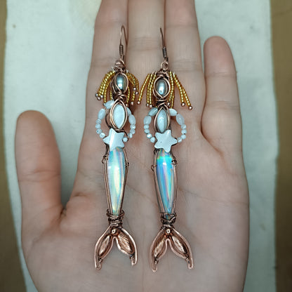 Mermaid seasters dangling earrings