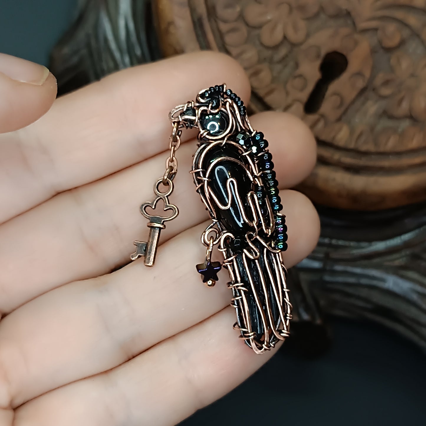 For Jeana. Raven necklace