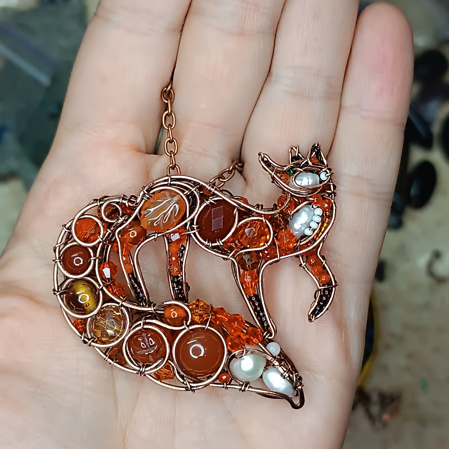 For Kim. Cute swoopy tail Fox pendant