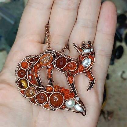 For Kim. Cute swoopy tail Fox pendant