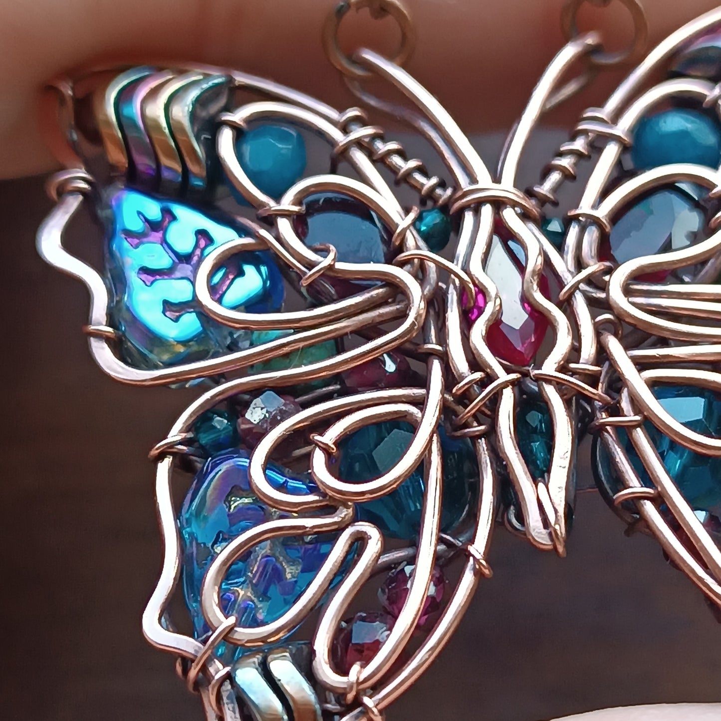 Iridescent butterfly necklace
