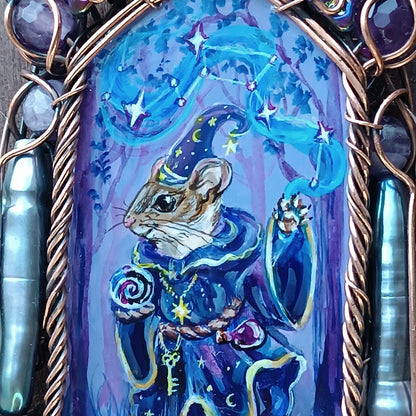 "Tiny magician". Wearable art necklace.
