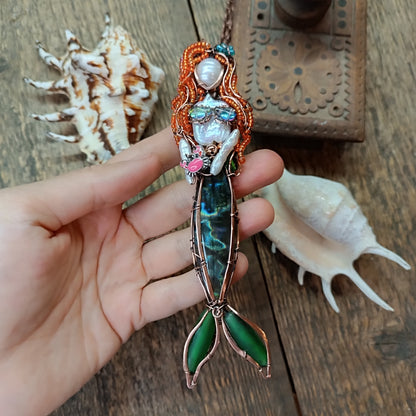 Red head mermaid necklace 🧜🦀