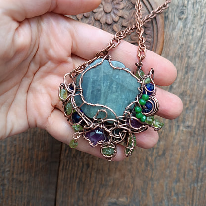 Blueberry rose and the falling star necklace