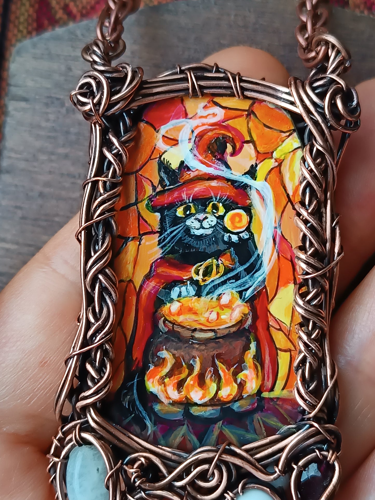 Halloween potion. Wearable art necklace.🦇🐈‍⬛🍲