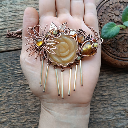 Sunbeams rose garden necklace