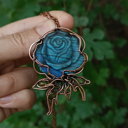 Blue rose pendant