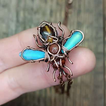 Little blue winged bee charm