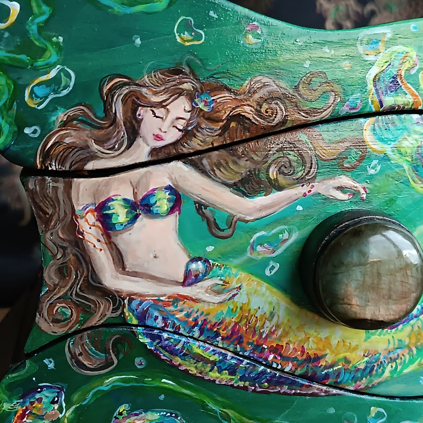 Collecting rainbow bubbles. Hand painted treasures box.