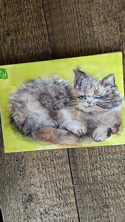 Watching you😉 Original watercolour on paper. Unframed