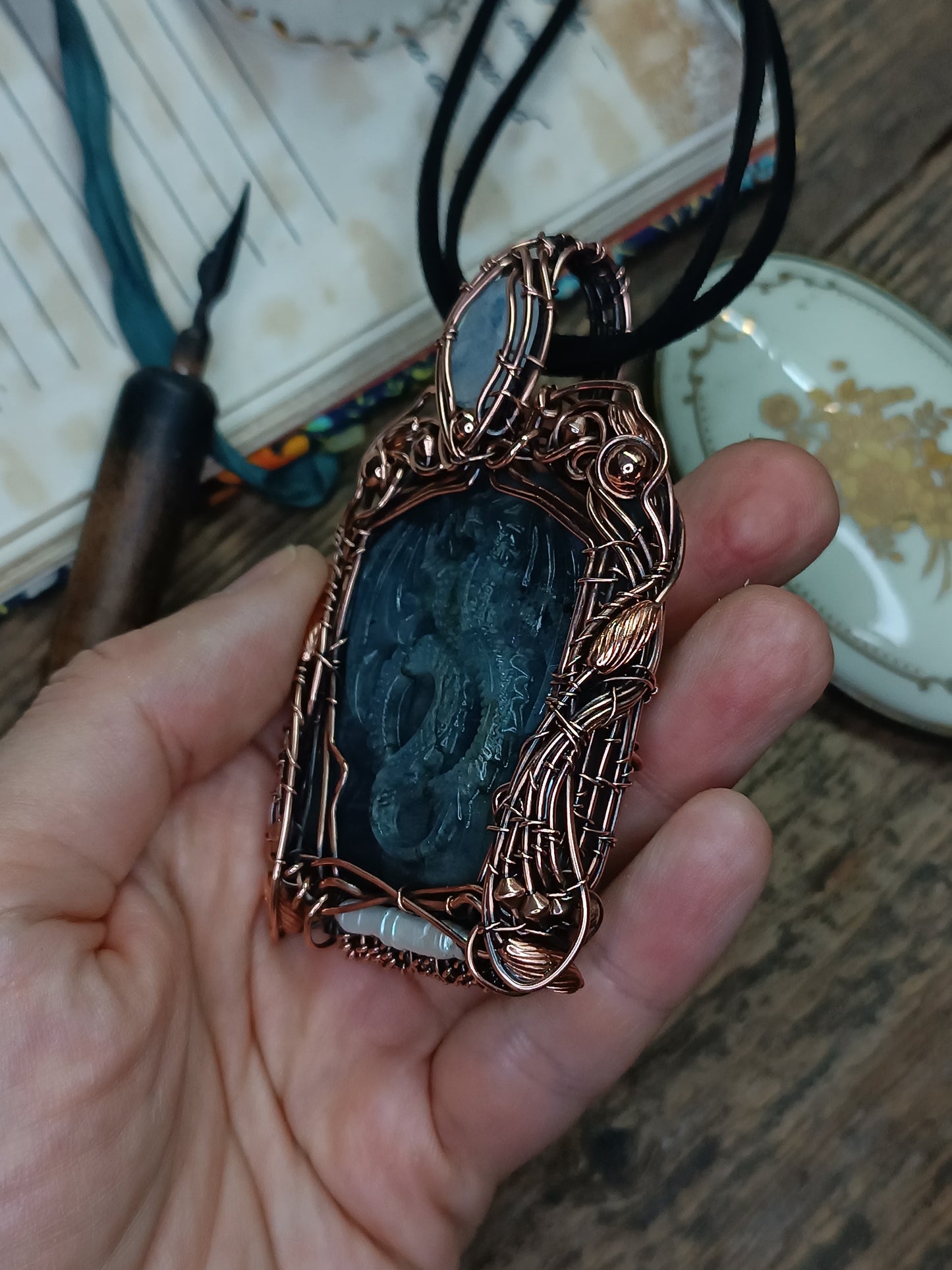 Blue dragon necklace