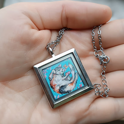 Sakura cats enjoying life🌸Hand painted pendant