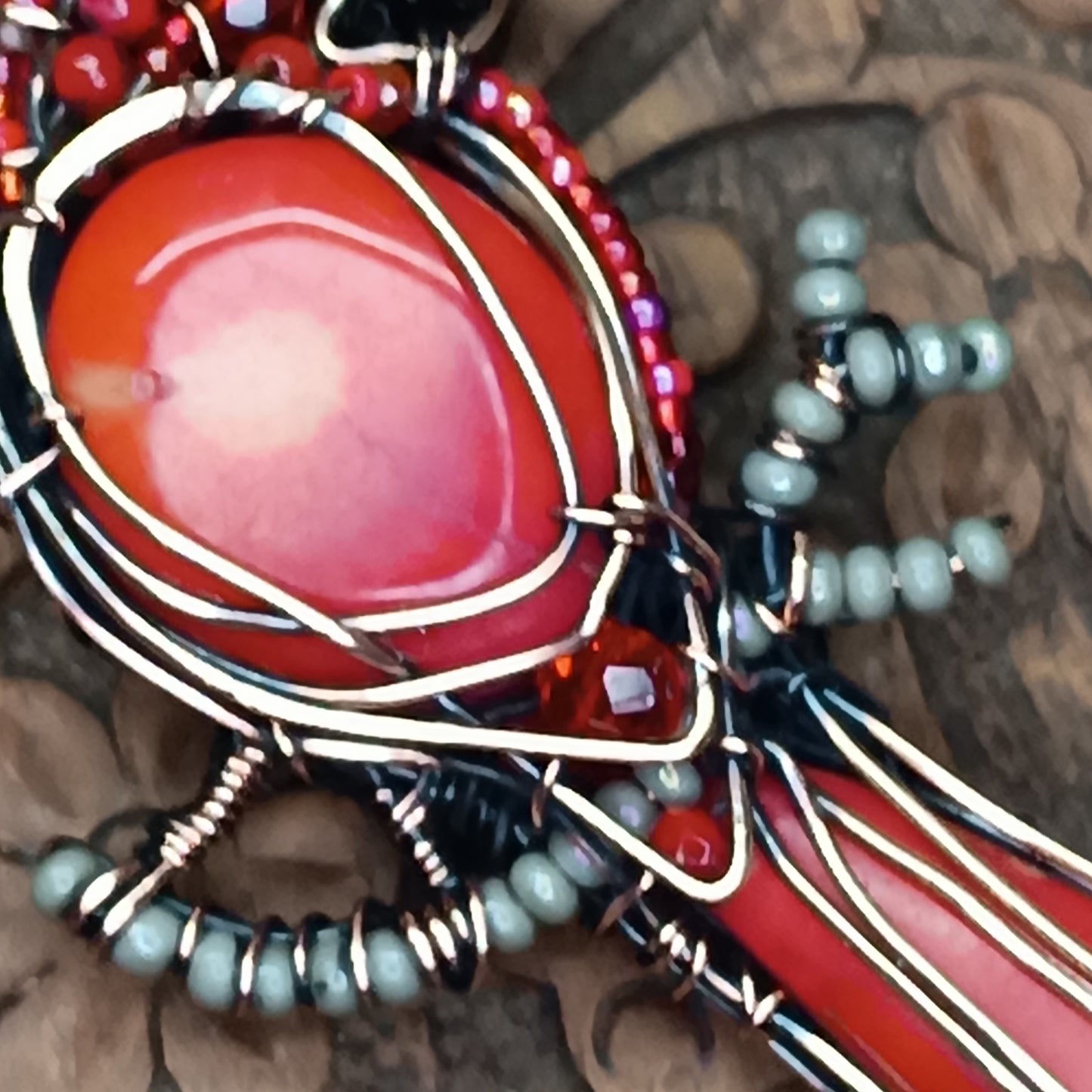 Red Cardinal bird pendant