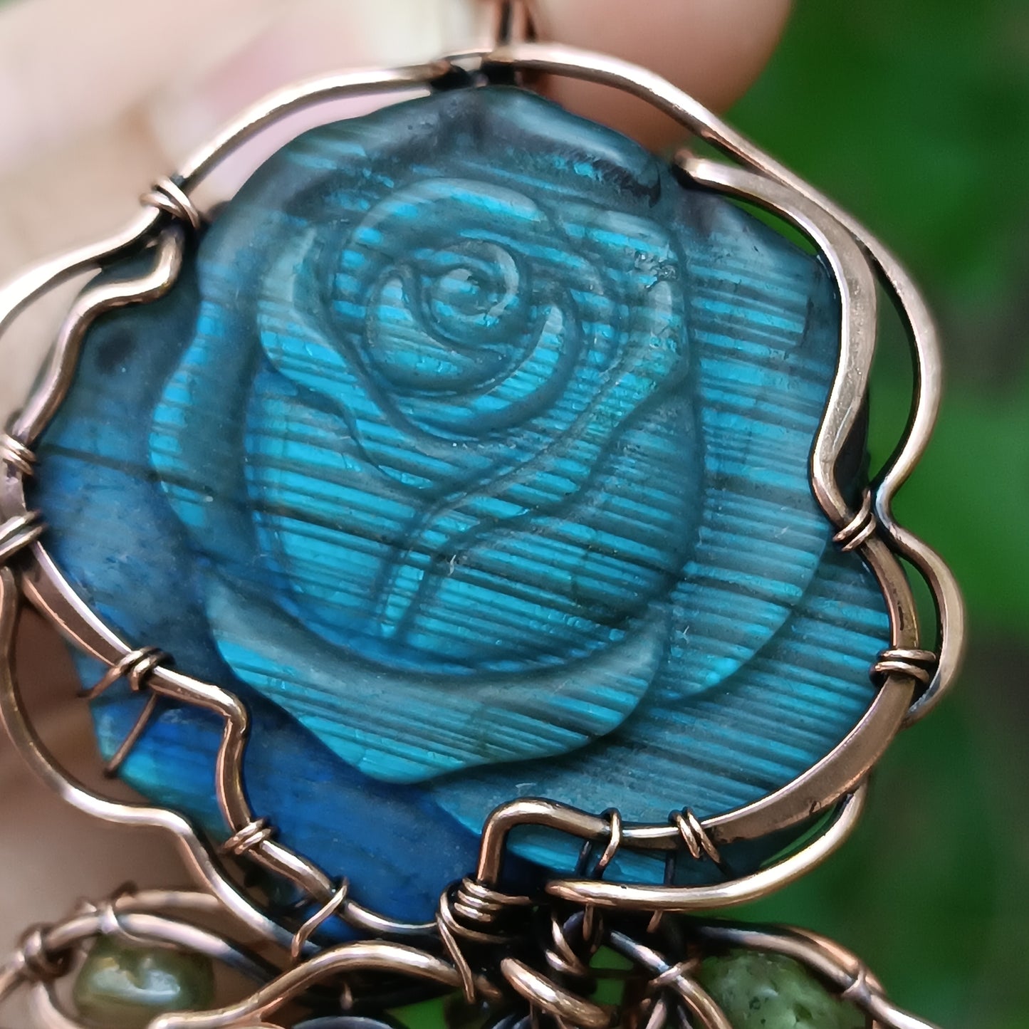 Blue rose pendant