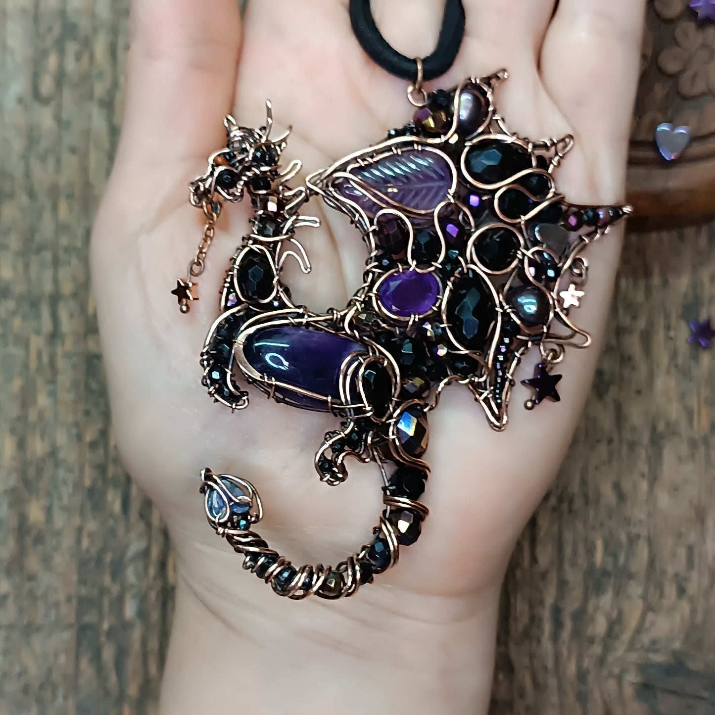 Purple night keeper. Dragon necklace.