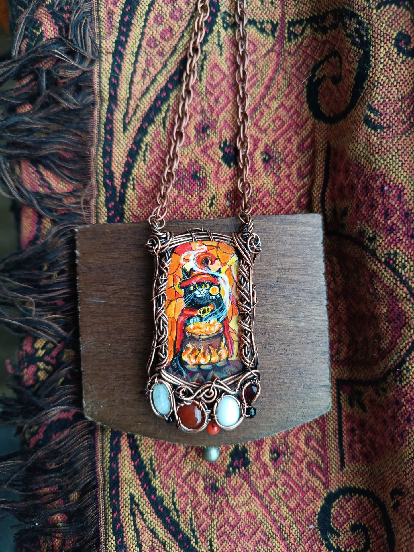 Halloween potion. Wearable art necklace.🦇🐈‍⬛🍲
