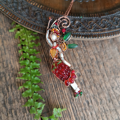 Sweet raspberry fairy pendant