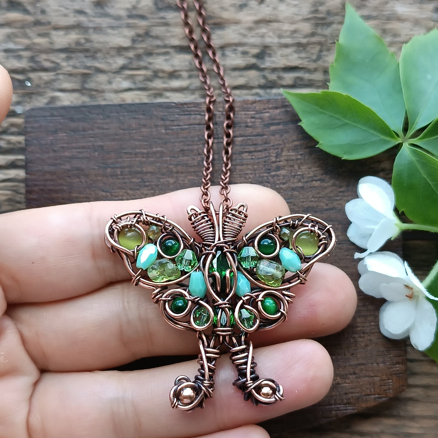 Luna moth necklace