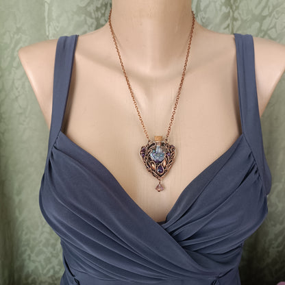 Dance of violets. Vial necklace