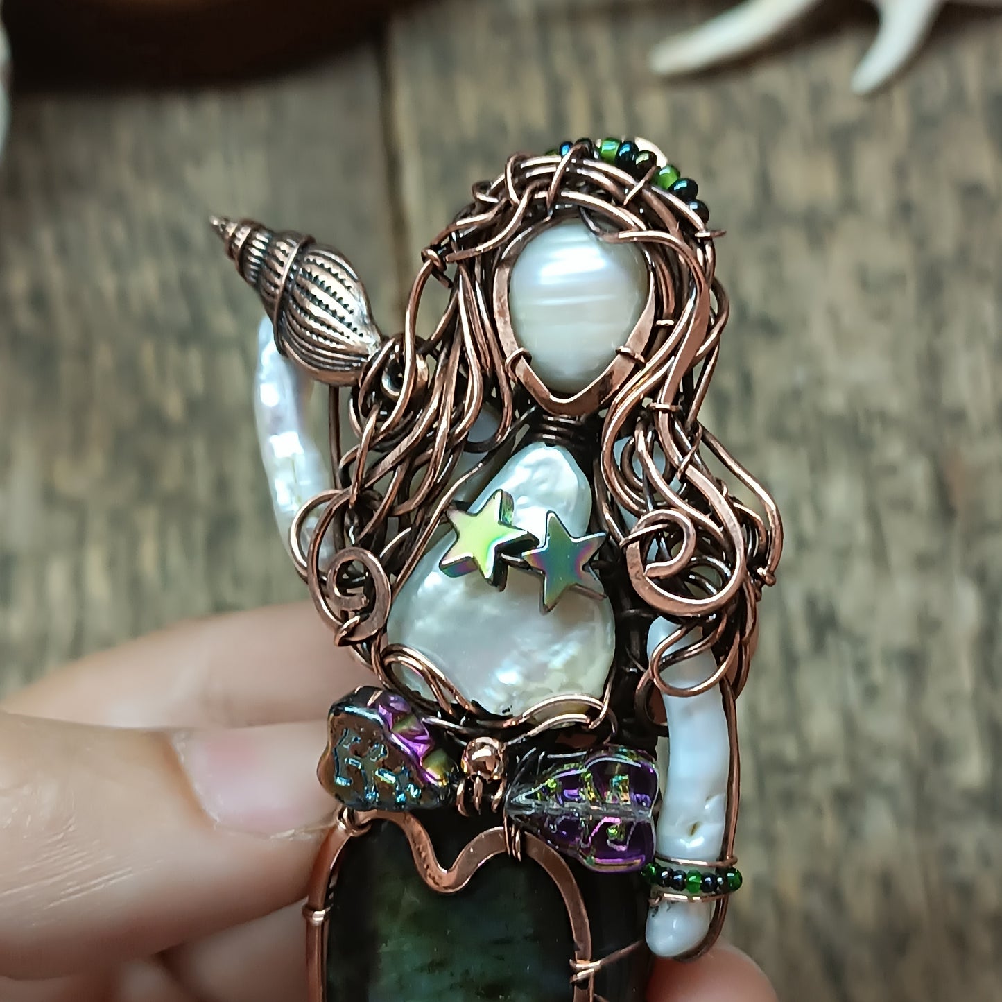 The Goddess of the sea. Mermaid necklace💚💛💜🧜