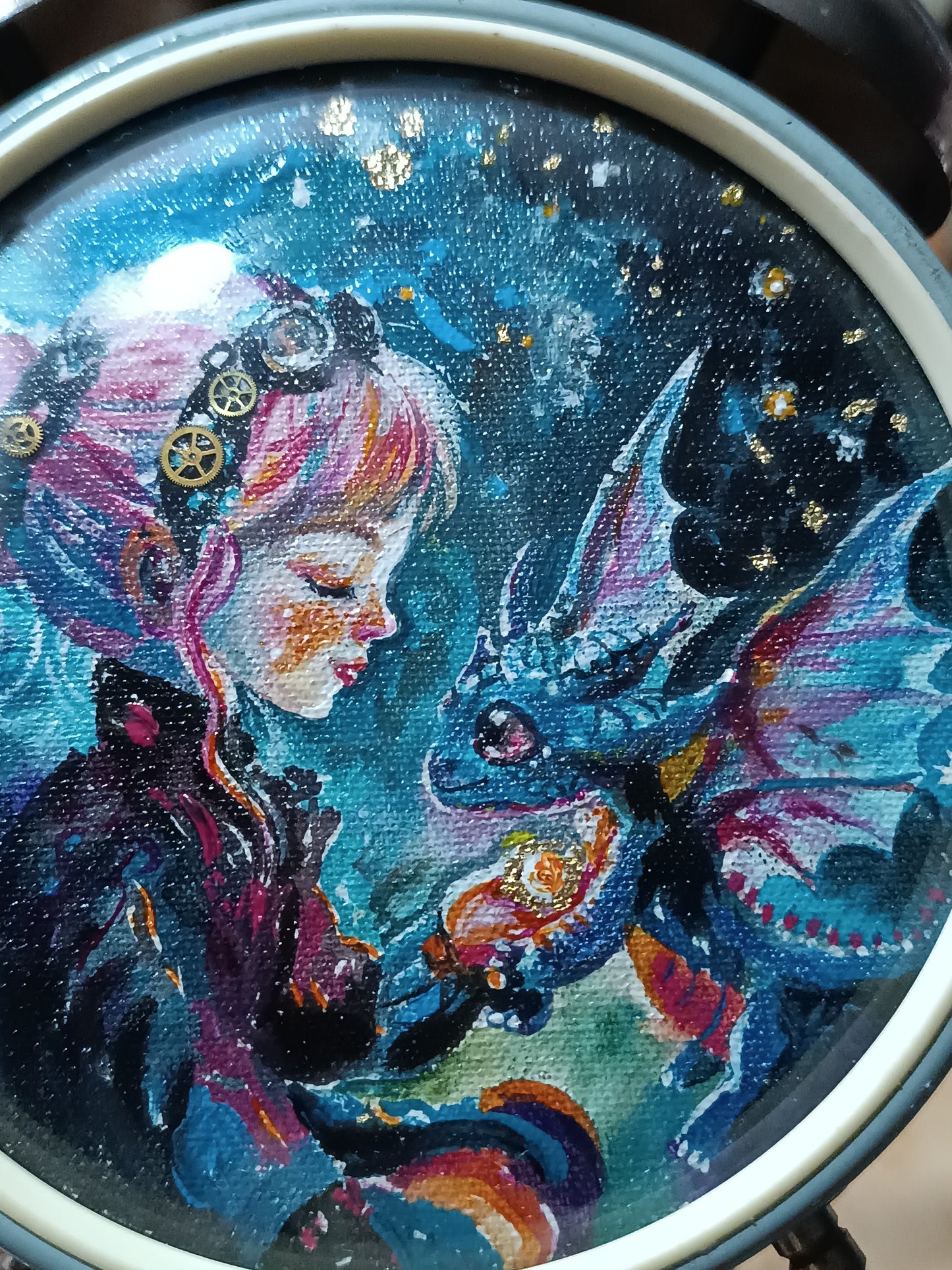 For Nikki. My inner child. Dragons. Painting in the clock.