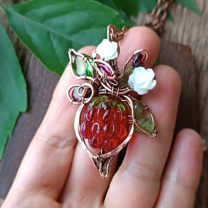 Glass raspberry necklace
