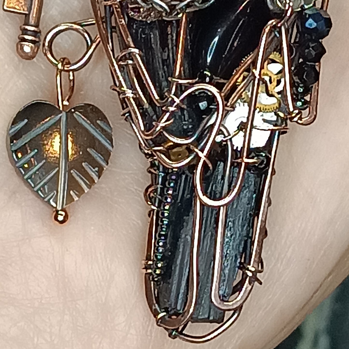 Steampunk raven necklace.