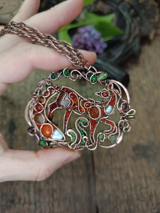 A day in the forest. Fairy tale fox necklace.