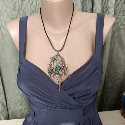 Silver and copper dragon necklace