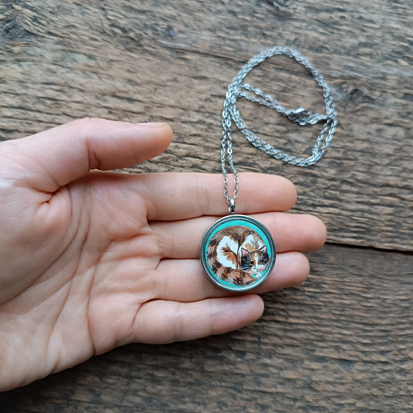 Cosy cats. Miniature paintings in a pendant!