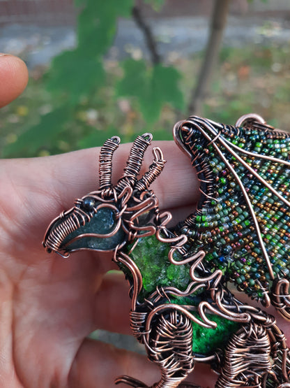 Green forest dragon necklace