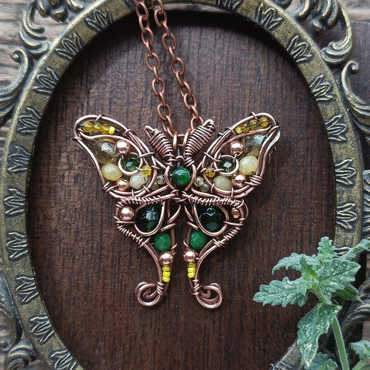 Luna moth necklace