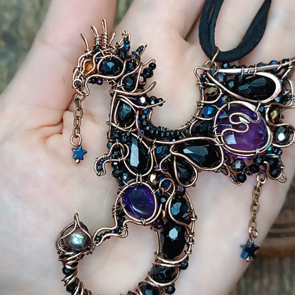 Amethyst midnight dragon necklace