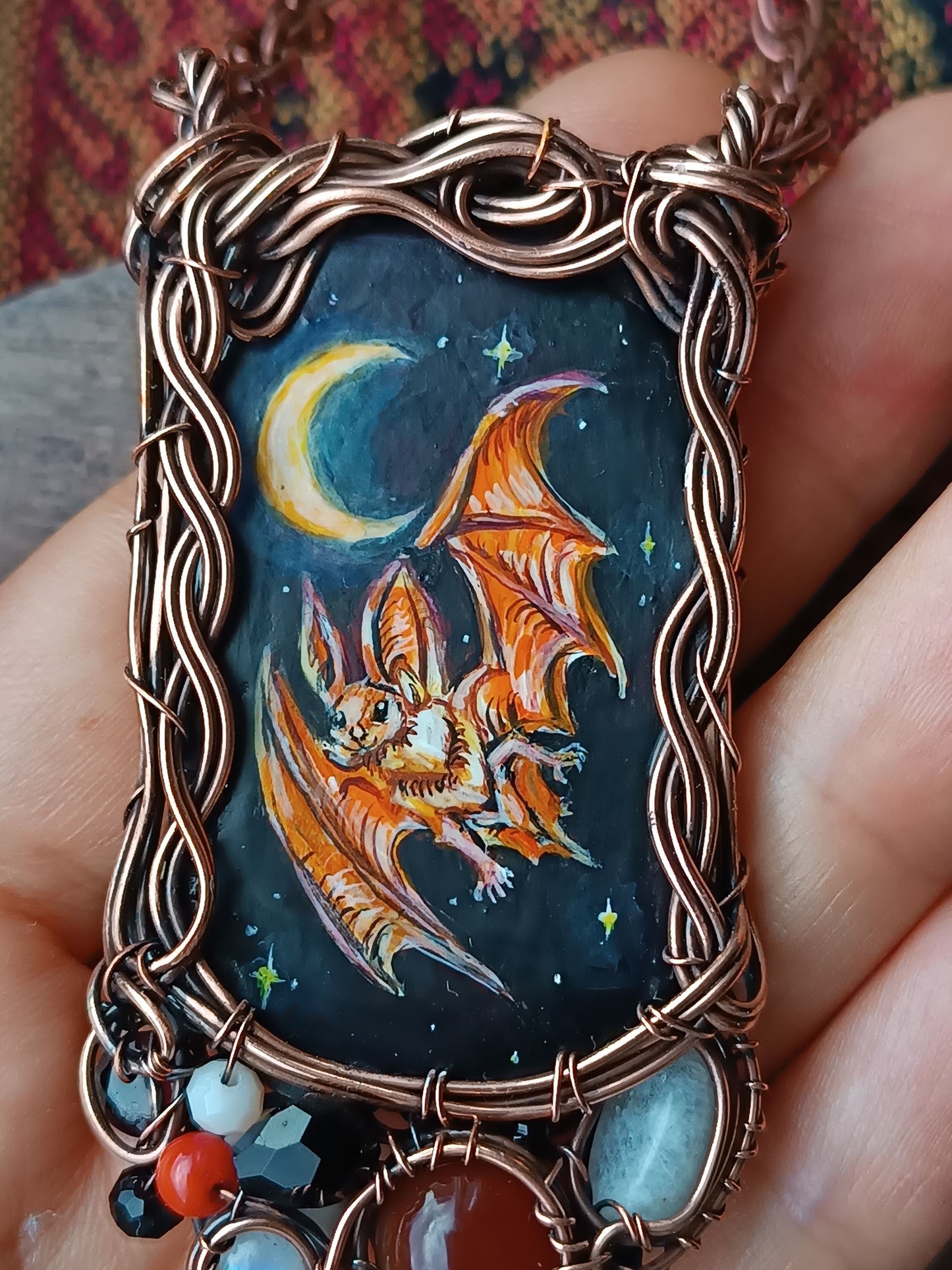 Halloween potion. Wearable art necklace.🦇🐈‍⬛🍲