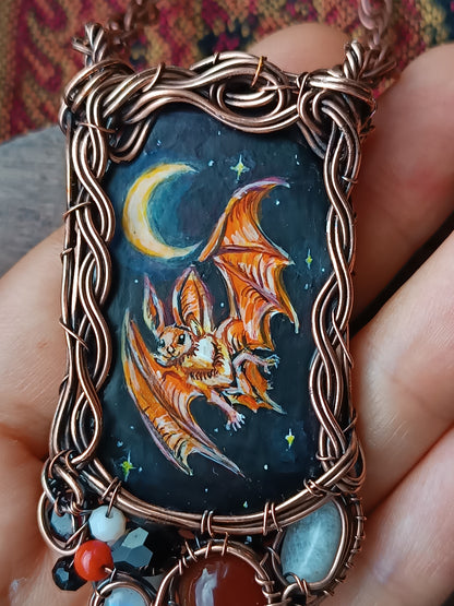Halloween potion. Wearable art necklace.🦇🐈‍⬛🍲