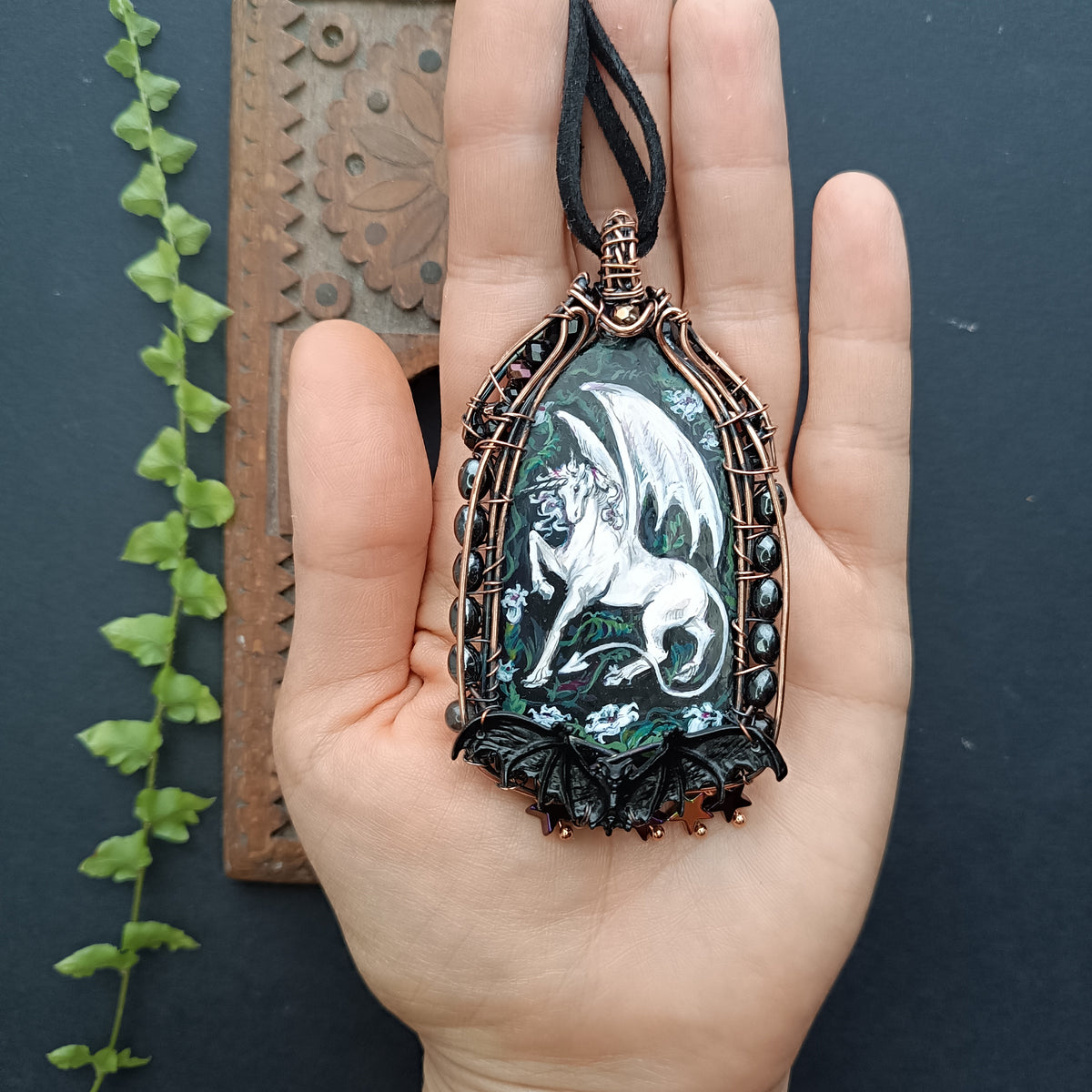 The ballad of White Unicorn and Bat🦄🦇 Two sided necklace