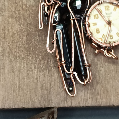 Raven and clock necklace 🐦‍⬛🕦