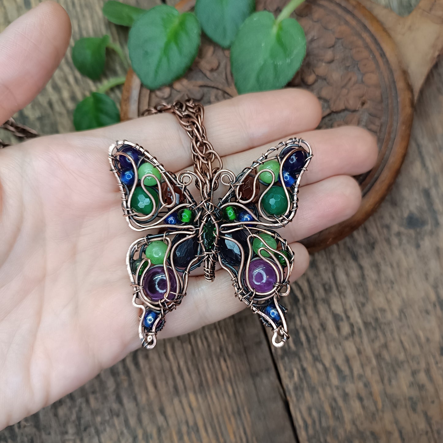 Wild grapes garden butterfly necklace 🍇🦋
