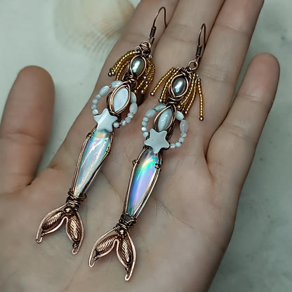 Mermaid seasters dangling earrings