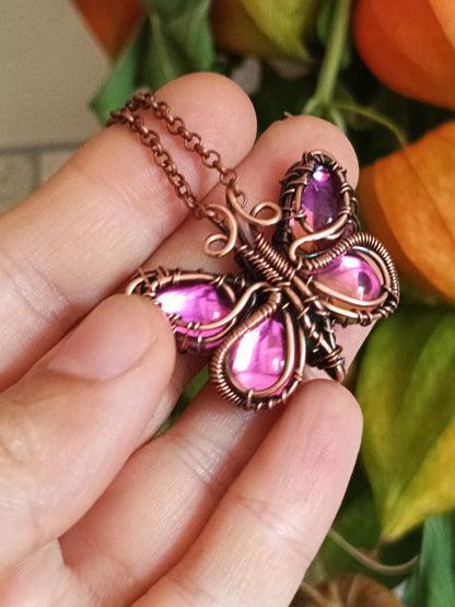 Magenta pink butterfly charm