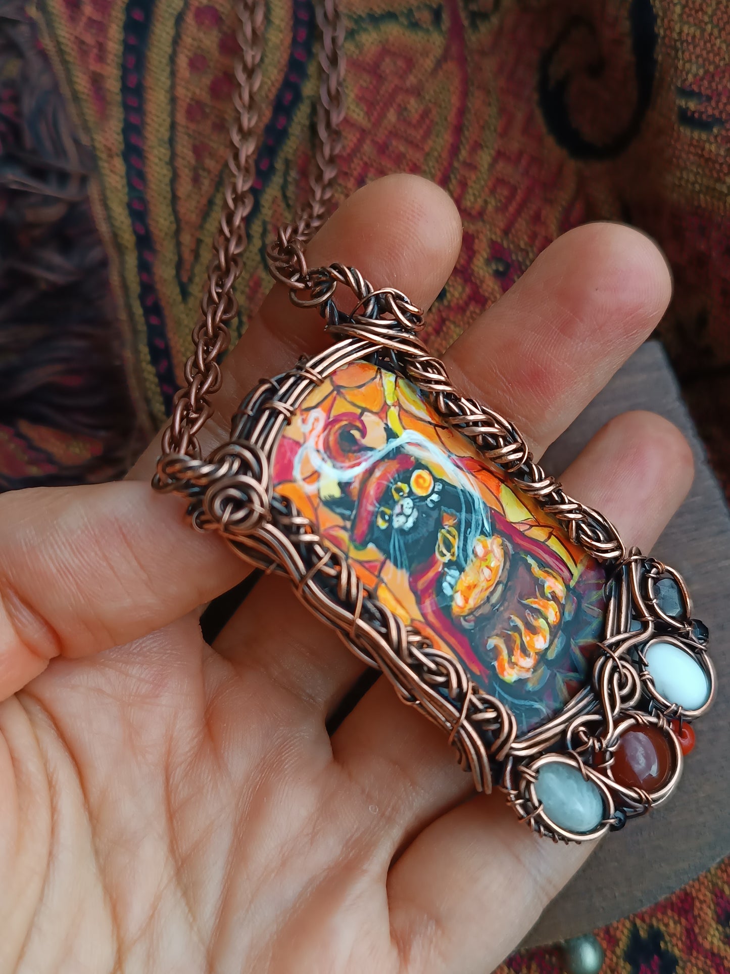 Halloween potion. Wearable art necklace.🦇🐈‍⬛🍲