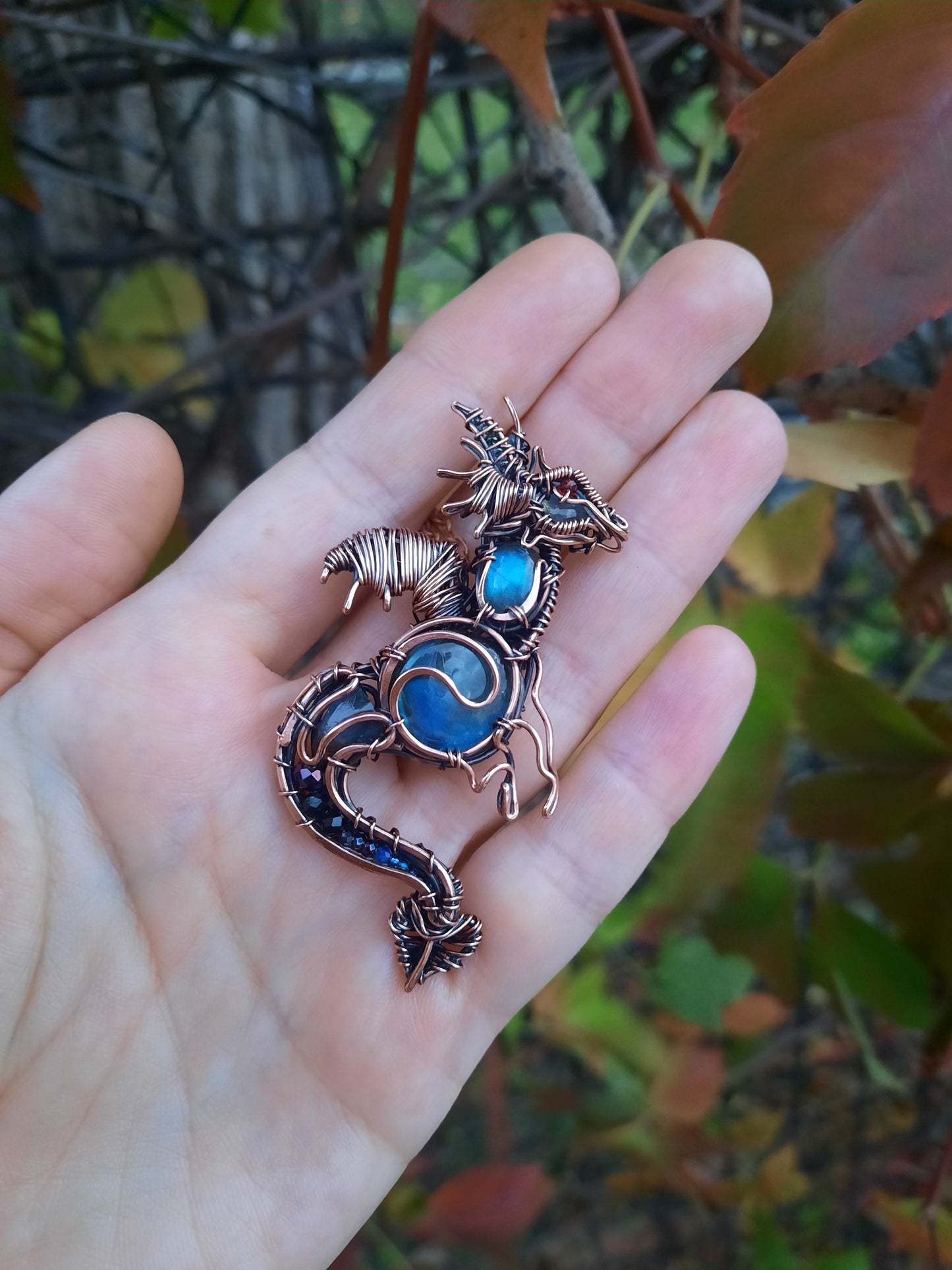 Blue dragon necklace