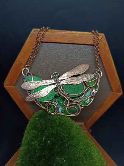 For Cheryl. Green dragonfly necklace.