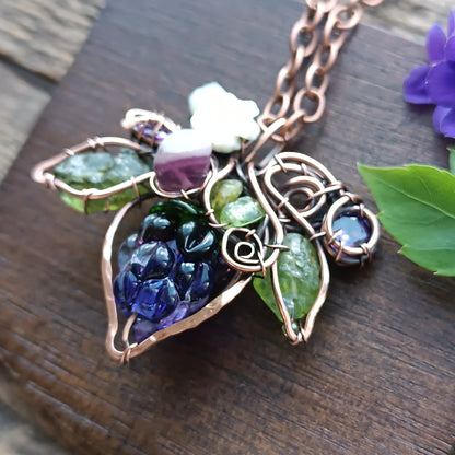 Glass blackberry necklace