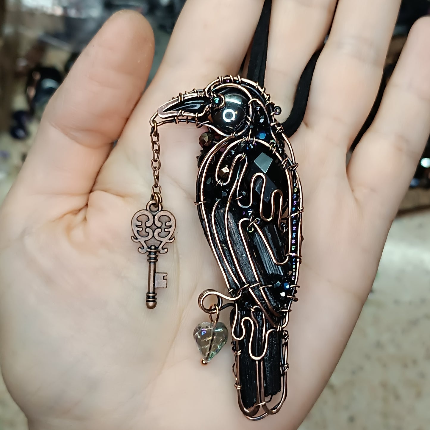 Raven necklace. Lenore.